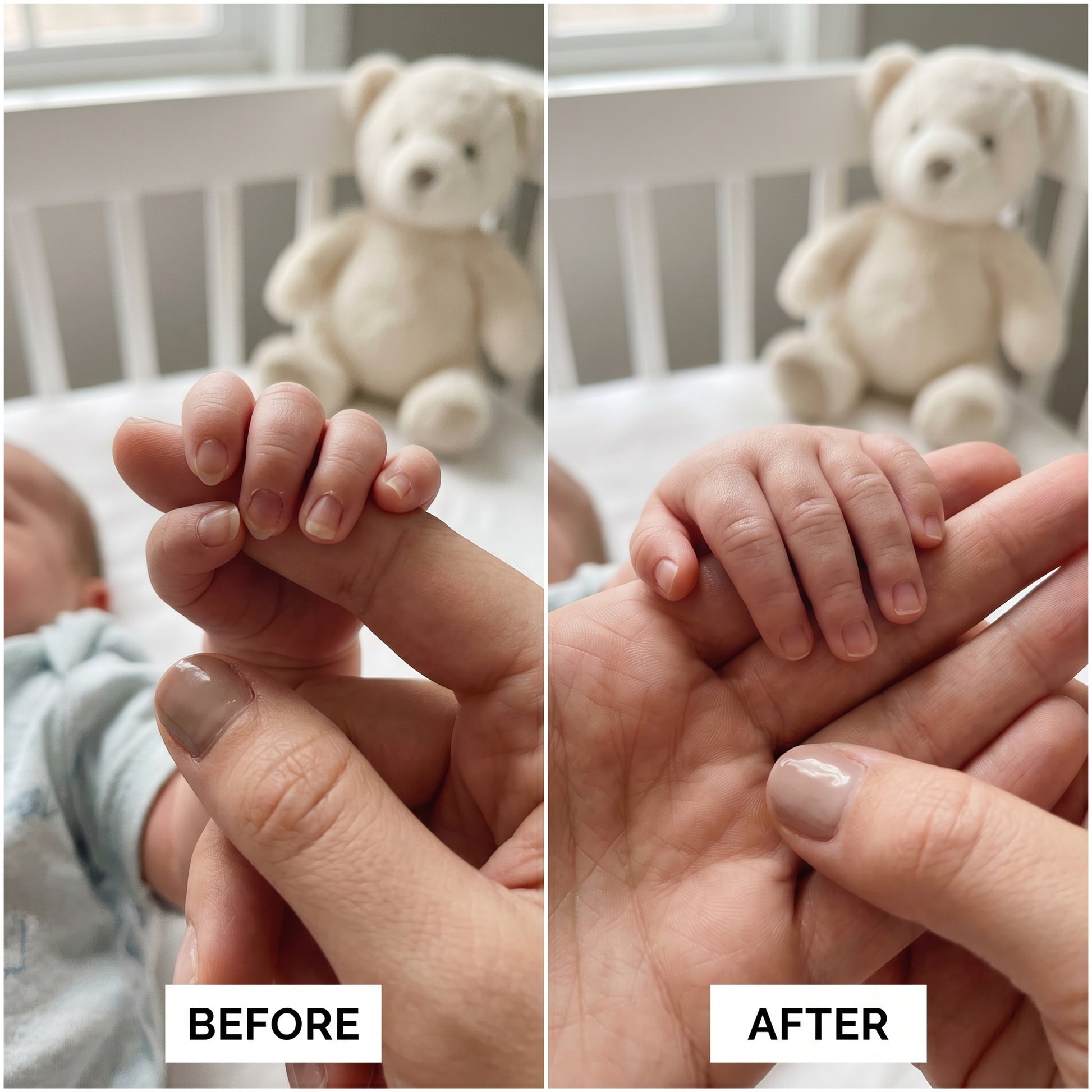before and after nail trimming